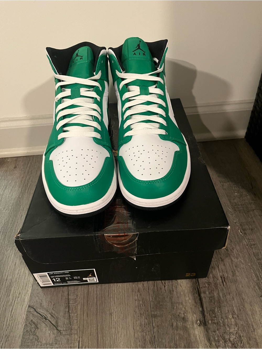 Nike Air Jordan 1 Mid Green & White Men's Sneakers